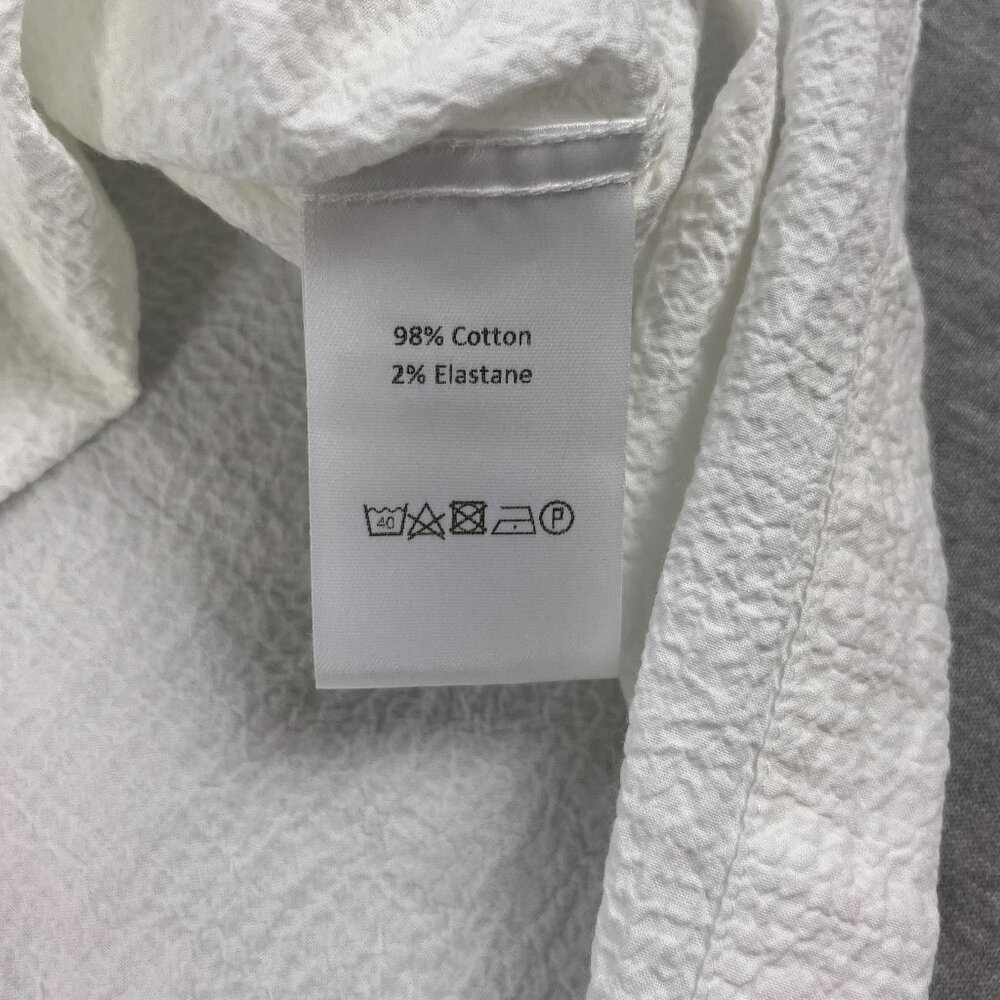 Todd Snyder Portuguese Seersucker Camp Shirt Men L White Loop Collar Long Sleeve - Picture 7 of 15